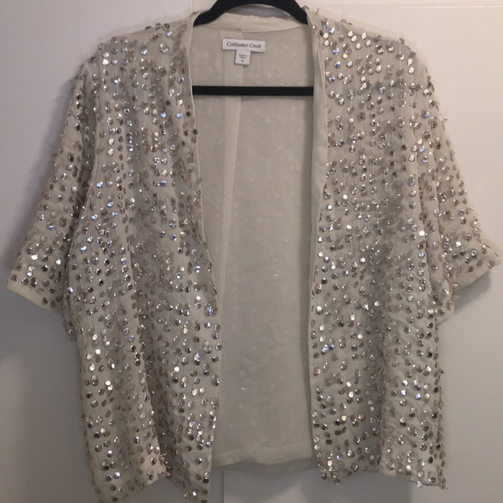 Coldwater Creek sequin short sleeve jacket size 16